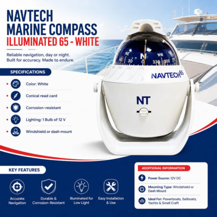 NAVTECH Marine Compass Illuminated 65 White specifications and installation
