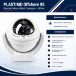 Plastimo Offshore Bracket Mount Boat Compass 95 White specifications and installation dimensions