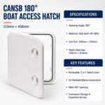 CANSB 180° Boat Access Hatch 513mm × 458mm specification and installation guide