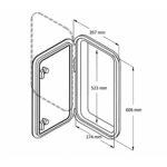CANSB 180° Boat Access Hatch 606mm × 357mm dimension diagram – marine access hatch