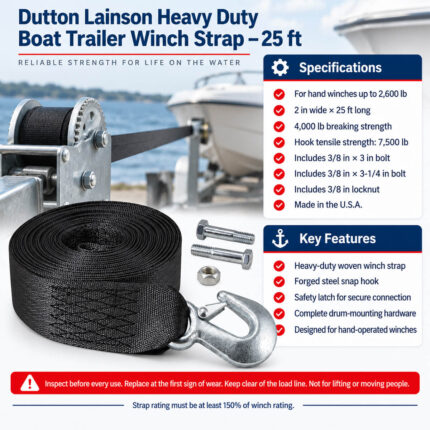 Dutton Lainson Heavy Duty Boat Trailer Winch Strap – 25 ft specifications and key features