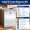 Indel B Cruise Elegance 85L Marine Refrigerator with Freezer 12/24V specifications and key features