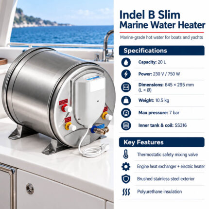 Isotemp Slim Marine Water Heater 20L 230V 750W with Mixing Valve specifications and key features
