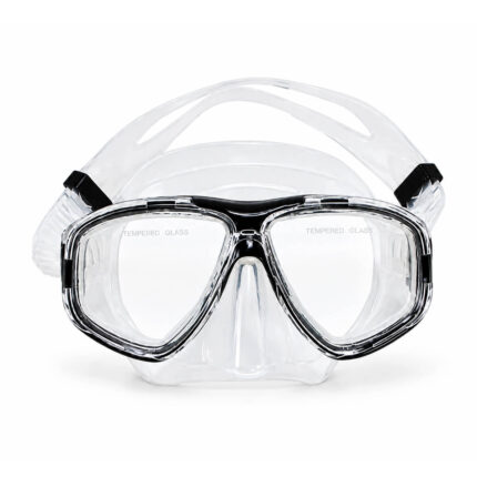 MAZUZEE Premium Silicone Dive Mask Black with tempered glass for scuba diving and snorkelling