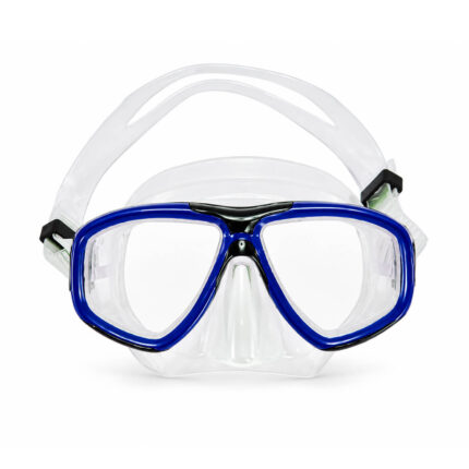 MAZUZEE Premium Silicone Dive Mask Black Blue Red and Yellow for scuba diving and snorkelling