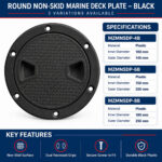 Round Non-Skid Marine Deck Plate – Black - Image 2
