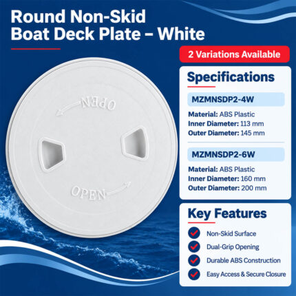 Round Non-Skid Marine Deck Plate White specification and installation guide – 4 inch and 6 inch
