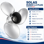 SOLAS Stainless Steel Propeller Rubex L3 Plus 3-Blade 16 × 19 RH - Image 2