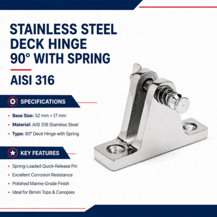 Stainless Steel Deck Hinge 90° With Spring – AISI 316 Specifications and Installation