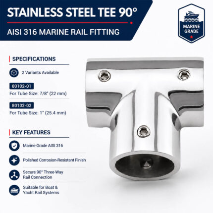 Stainless Steel Tee 90° – AISI 316 Marine Rail Fitting Specifications and Installation Guide