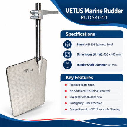 VETUS Boat Rudder – SS316, 400 × 400 mm (RUDS4040) specifications and key features