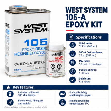WEST SYSTEM 105-A Epoxy Resin Kit With 205-A Fast Hardener & 300 Mini Pumps specifications and key features