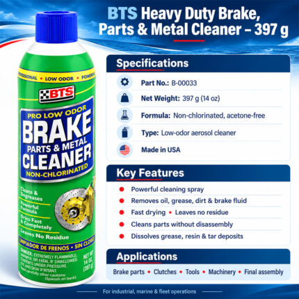 BTS Heavy Duty Brake, Parts & Metal Cleaner 397 g specifications and key features.